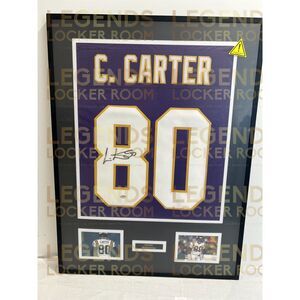 Framed Cris Carter Autographed Jersey (With Certificate of Authenticity)
